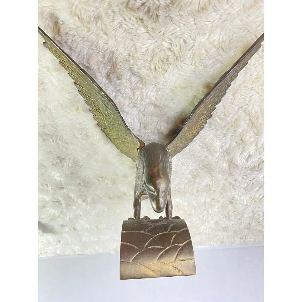 Brass Eagle VTG Perched Pose on Tree 8.5‎ x 8 inches Heavy Offce Home Decor